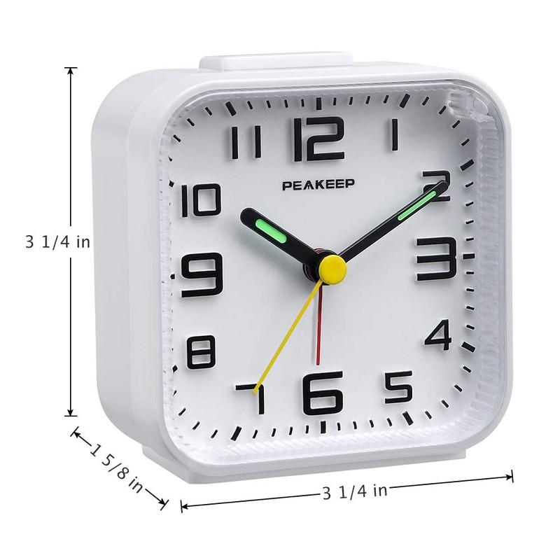 PEAKEEP 3D Numbers No Tick-Tock Analog Alarm Clock with Classic