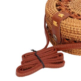 Round Rattan Bag, Stylish Handmade Shoulder Bag Versatile for Beach for Daily(#2)