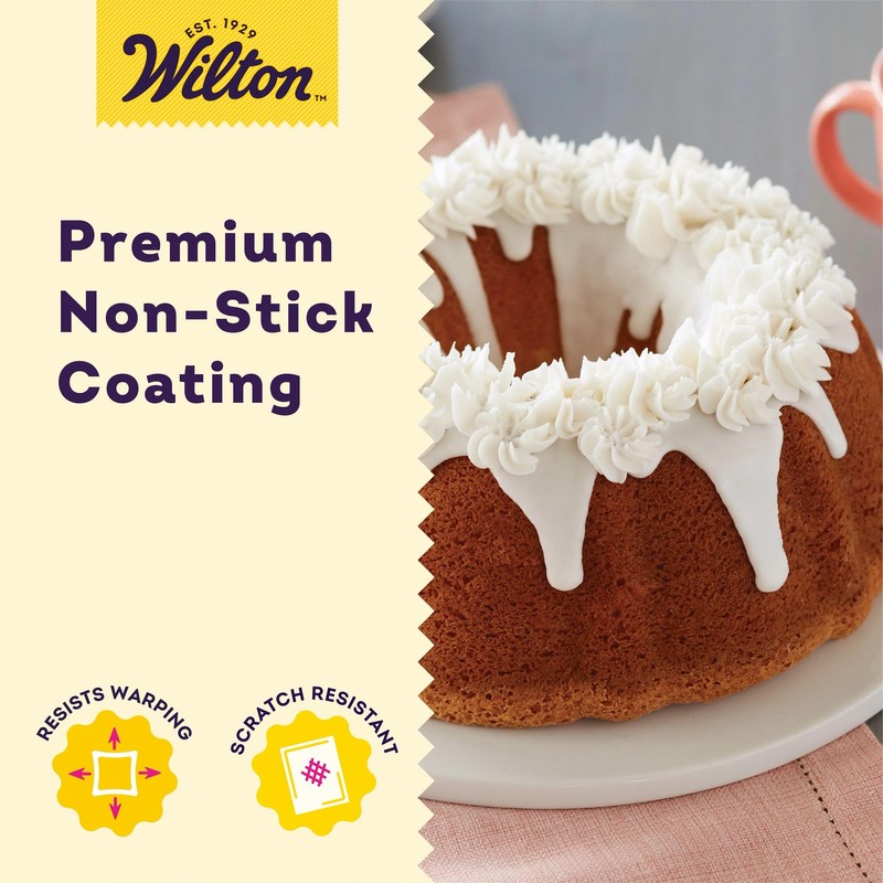 Wilton Gold Non-Stick 9.49 in Fluted Tube Cake Pan, Stainless