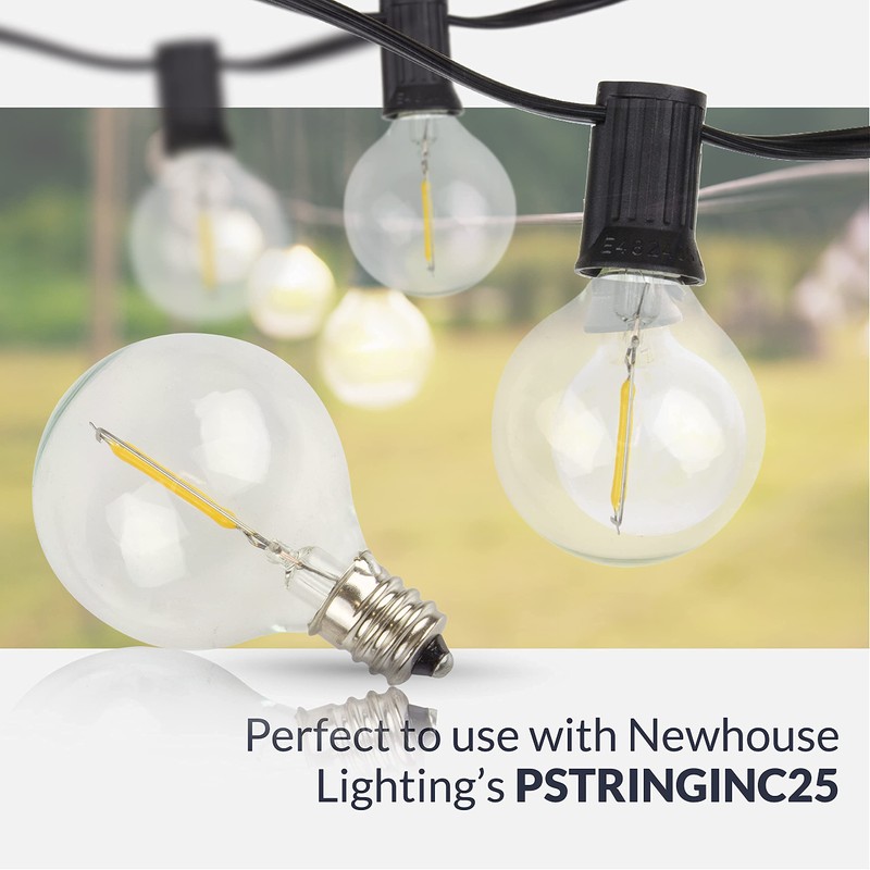 Newhouse Lighting G40LED25 25 Pack LED Clear Globe Outdoor String