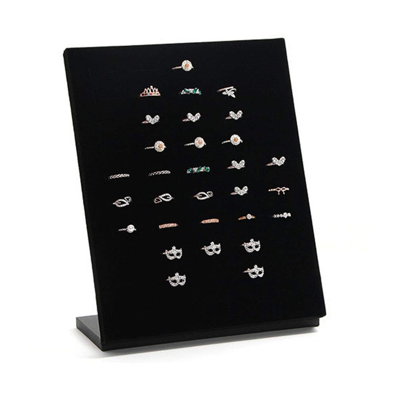 Homeanda Velvet L-Shaped 50 Slots Ring Earring Jewelry Display Tray
