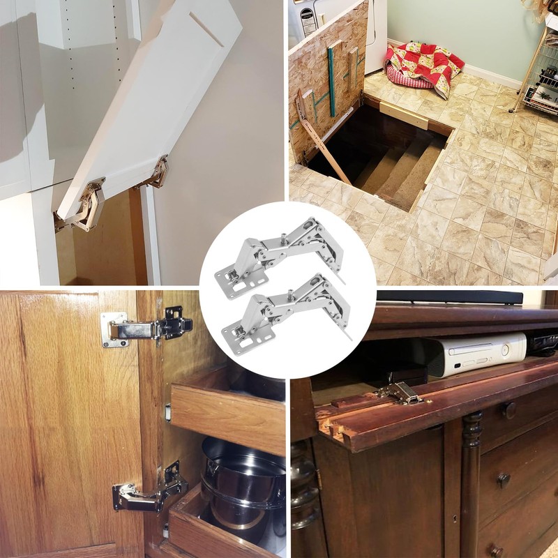 4 Pairs 170 Degree Cabinet Door Hinge, Concealed Hydraulic Adjustable