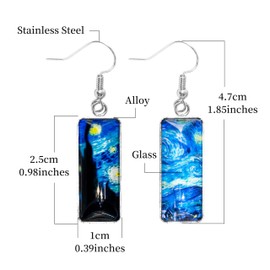 Linassry Fun and Unique Earrings Van Gogh Painting Starry Night Drop Dangle Earrings for Women Abstract Art Earring Fashion Jewelry - The Starry Night