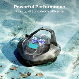 (Renewed) AIPER Cordless Robotic Pool Cleaner, Pool Vacuum with Self-Parking Technology, Portable, Ideal for Above-Ground Flat Pool up to 40 Feet, Grey
