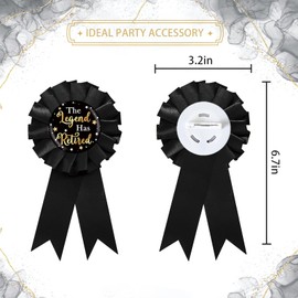 The Legend Has Retired Tinplate Badge Pin, Retirement Button Pin, Officially Retired Ribbon for Men, Black I'm Retired Award Ribbon, Farewell/Going Away Party Favors
