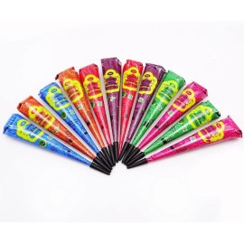 Golecha Henna Mehandi Temporary Tattoo - Multicolor - 12 Cones II US Ship