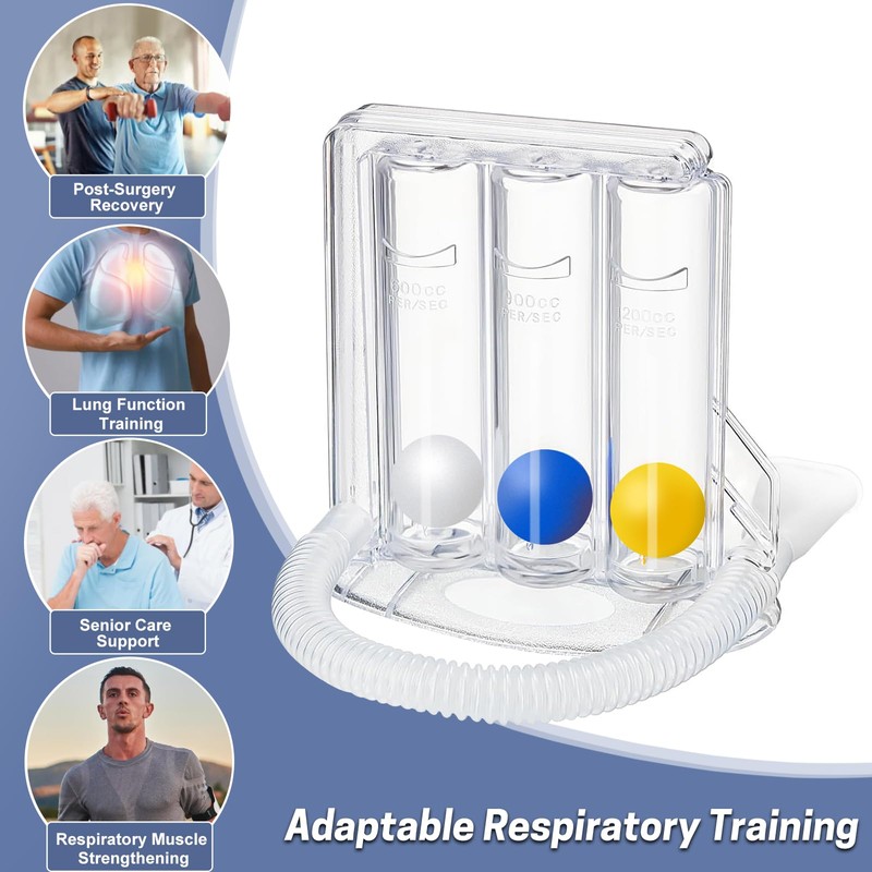 Youmang 3-Ball Incentive Spirometer Lung Exerciser - Adjustable Breathing Trainer