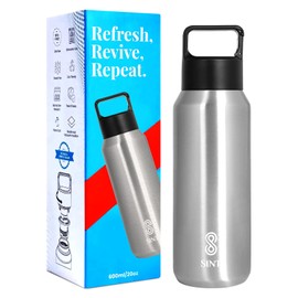 HOME ARCHIVE Sports Water Bottle Carbonated 20 Oz Leak Proof Stainless Steel Gym & Sports Bottles for Men & Women Double Walled & Vacuum Insulated Pack of 1 (SILVER)