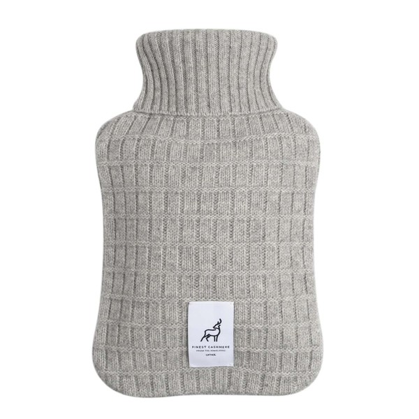 Eco 100% Cashmere Hot Water Bottle Knitted Belly Bottle Block Pattern