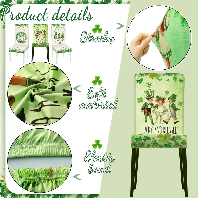 Yoande Set of 6 St. Patricks Day Chair Covers, Green
