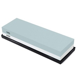 TOPULORS Dual-Sided Grit Knife Sharpening Stone Combination (1000/6000) with Non-Slip Base for Kitchen, Hunting, Pocket Knives and Tool Blades - Gray