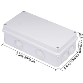 Zulkit Junction Box ABS Plastic Dustproof Waterproof IP65 Universal Electrical Boxes Project Enclosure White 7.9 x 3.9 x 2.8 inch (200 x 100 x 70mm)
