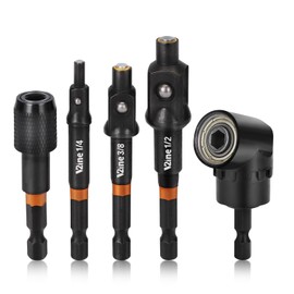 V2ine Magnetic Impact Driver Adapter Set: 3PCS Magnetic Extension Drill Socket Adapter 1/4 3/8 1/2" + 2.5inch Quick Release Bit Holder + 105 Degree Right Angle Drill Attachment
