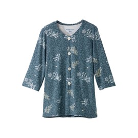 Women’s Open-Back Adaptive Faux Button Top - Leafy Floral LGE