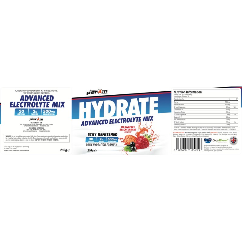Per4m Hydrate Electrolyte Mix Powder | 500mg Cocomineral to Replenish