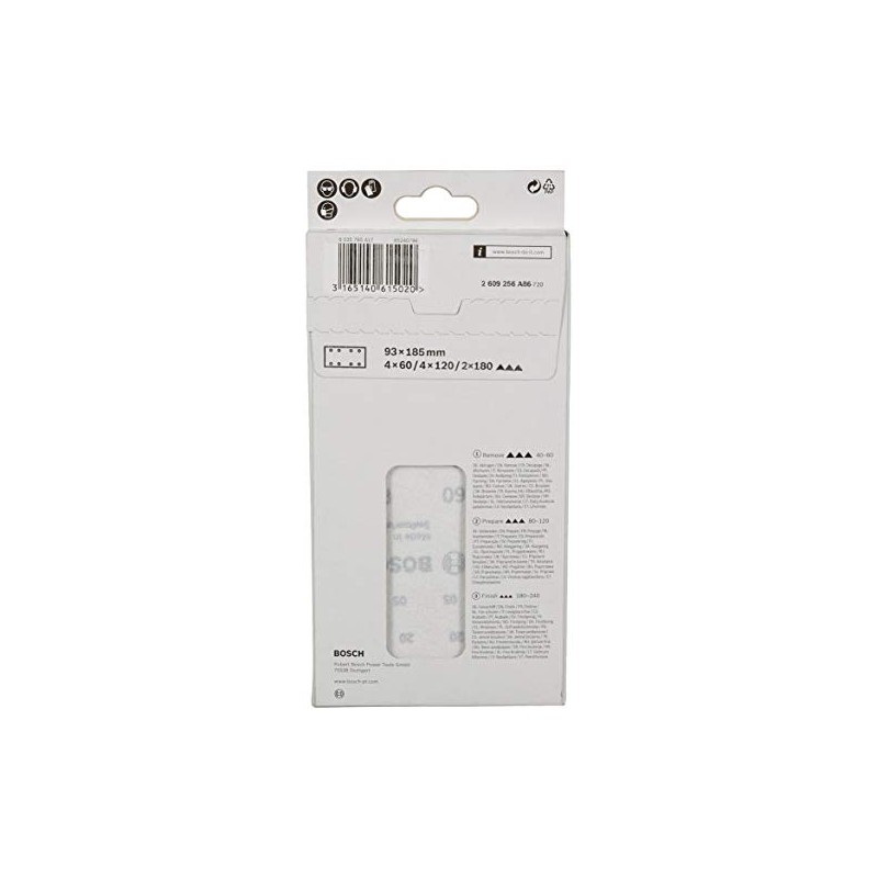 Bosch 2609256A86 Sanding Sheet Set for Orbital Sanders (10-Piece)