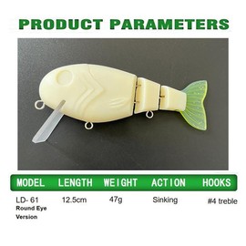 Cuoyuqie 2pcs 12.5CM 47G Throwback Swimbait Floating Soft Tail Swimbait DIY Unpainted Bait Blank Fishing Lure