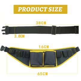 NLONLL Werkzeuggürtel Herren Verstellbare Kinder Werkzeugtasche Gürtel Oxford Werkzeug Gürteltasche mit 12 Taschen Abnehmbare Handwerker Gürtel für Elektriker Schreiner Bauarbeiter (Schwarz)