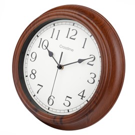 Wall Clock 12 Inch/30CM Retro Silent Non-Ticking Simulated Wooden Wall Clocks for Kitchen Bedroom Office Home,Brown