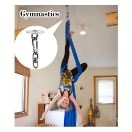 Ceiling Hook Heavy Duty 450 kg Stainless Steel 360° Rotation Hook with 4 Heavy Duty Dowels 2 Swing Carabiners for Hanging Chair, Punch Bag, Yoga Cloth, Nest Swing, Aerial Yoga and Hammock Attachment