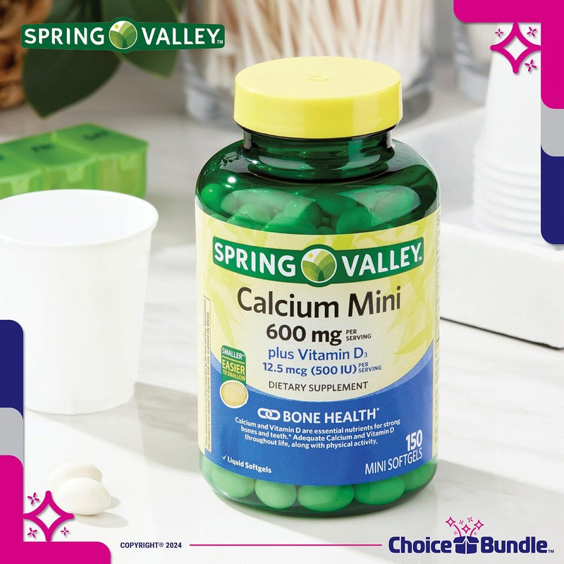 Spring Valley Calcium 600 mg Plus Vitamin D3 12.5 mcg