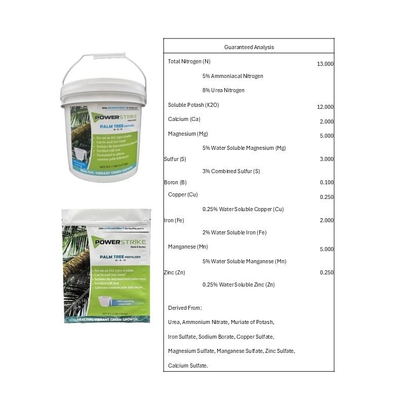 Power Strike Palm Tree Fertilizer. 7 LB Pail with Free