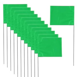 XIJIXI Marking 30 Pack Flags Yard Flags 15 x 2.5 x 3.5 Inch Marker Flags for Lawn Yard Flags Landscape Flgs Survey Flags, Sprinkler Flags, Irrigation Flags （Green)
