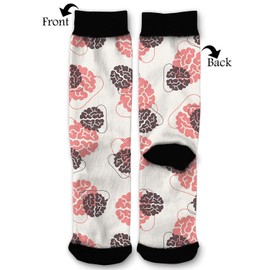 FWSXIVN Anatomy Brain Usb Plug Casual Cool 3D Printed Crazy Funny Colorful Fancy Novelty Graphic Crew Tube Socks, Black and White, One Size