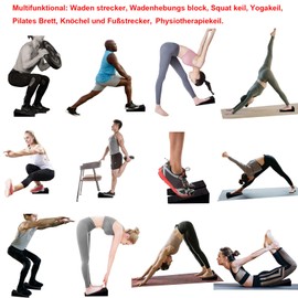 Calf Stretcher Set of 2, Squat Wedge Calf Stretcher Knee Wedge Leg Extender Yoga Blocks Footrest Knee Pad for Stretching Muscles and Fascia, Slant Board Mobilisation Wedge for Squats and Deadlifts