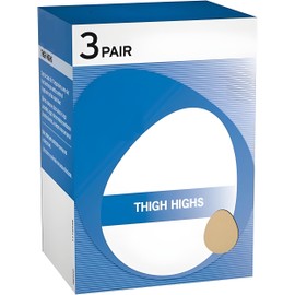 Bexter 3 Pair Suntan Sheer Toe Thigh Highs – Size B, Lightweight Nylon Hosiery, Comfortable Classic Style for Skirts & Dresses