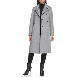 Kenneth Cole Women's Wool Blend Overcoat, Military Grey, Small