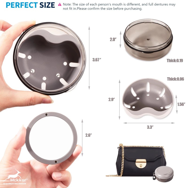 Mckkor Denture Case, Definitely No-Leak Portable Retainer Case Denture Bath