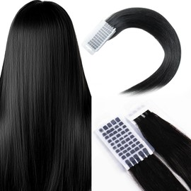 V Light Hair Extension, 22 inch 40g Black Virgin Remy v-light Hair Extensions for V Light Hair Extension Machine Tool Kit (Black, 22 inch)