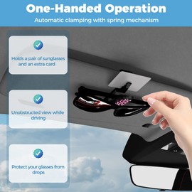 ROSON Sunglass Holder for Car Sun Visor, 2 Pack Glasses Holder Clip Hanger Eyeglasses Mount for Car with Bling Rhinestones Crystal Ticket Card Clip (Purple)