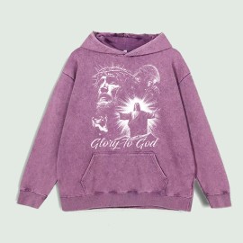 Glory to God Graphic Hoodie 100% Cotton US Warehouse 6 ColorsColor: Purple, Size: S