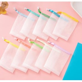 石鹸ネット 5個セット 泡立てネット 洗顔用 入れたまま泡が作れる ランダム5色 net03