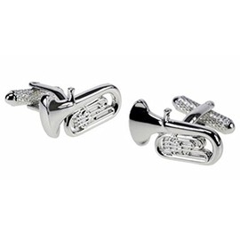 Tuba silver-plated torpedo cufflinks in padded gift box