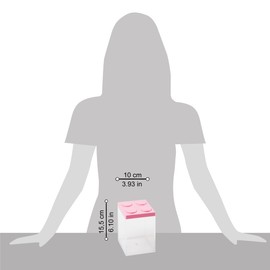 OMADA Design Confetti Container for Confetti or Candy, Brick Type, Transparent Plastic and Coloured Lid - 1000 ml - 10 x 10 x 15.5 cm