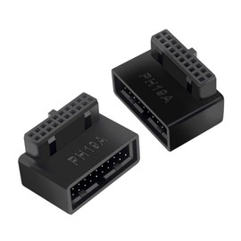 chenyang - Paquete de 2 cabezales USB 3.0 para panel frontal de 19/20 pines macho a hembra de 90 grados, adaptador de conector de cambiador de género, tipo sobremoldeado