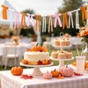 Pink and Orange Fall Bow Garland, Thanksgiving Fall Mantel Bows
