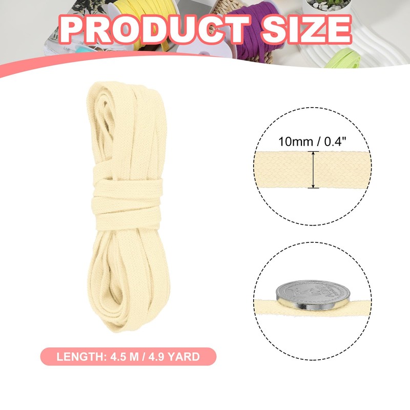PATIKIL Flat Drawstring Cord 10mm x 5 Yd, Draw String