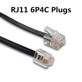 AIMIJIA Phone Cord, 6P4C Black Phone Telephone Extension Cord Cable Line Wire RJ11 6P4C Modular Plug for Landline Telephone Modem Accessory (33ft with Cable Clip Holders-Black)