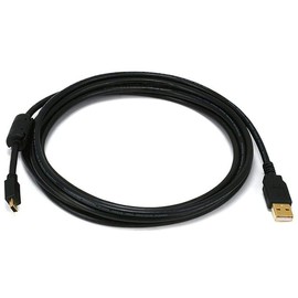 Monoprice USB 2.0 Type-A Male to Mini-B 5pin Male Cable - with Ferrite Core, Gold Plated, 28/24AWG, 6 Feet, Black