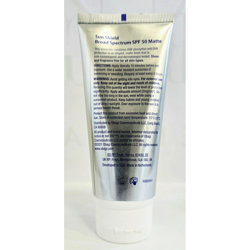 OBAGI SUNSHIELD MATTE SPF50 3 oz EU VERSION - LOT