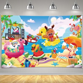 HOWAF Christmas July Backdrop Banner, Summer Christmas Backdrop Decorations for Beach Photo Background Santa July Xmas Hawaii Xmas Mele Kalikimaka Party Decor,72.8 * 43.3 inch