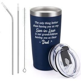 Gtmileo Son in Law Gifts, Only Thing Better than Having You as My Son in Law Stainless Steel Insulated Tumbler, Fathers Day Birthday Christmas Gifts for Son in Law from Mother in Law(20oz, Navy Blue)