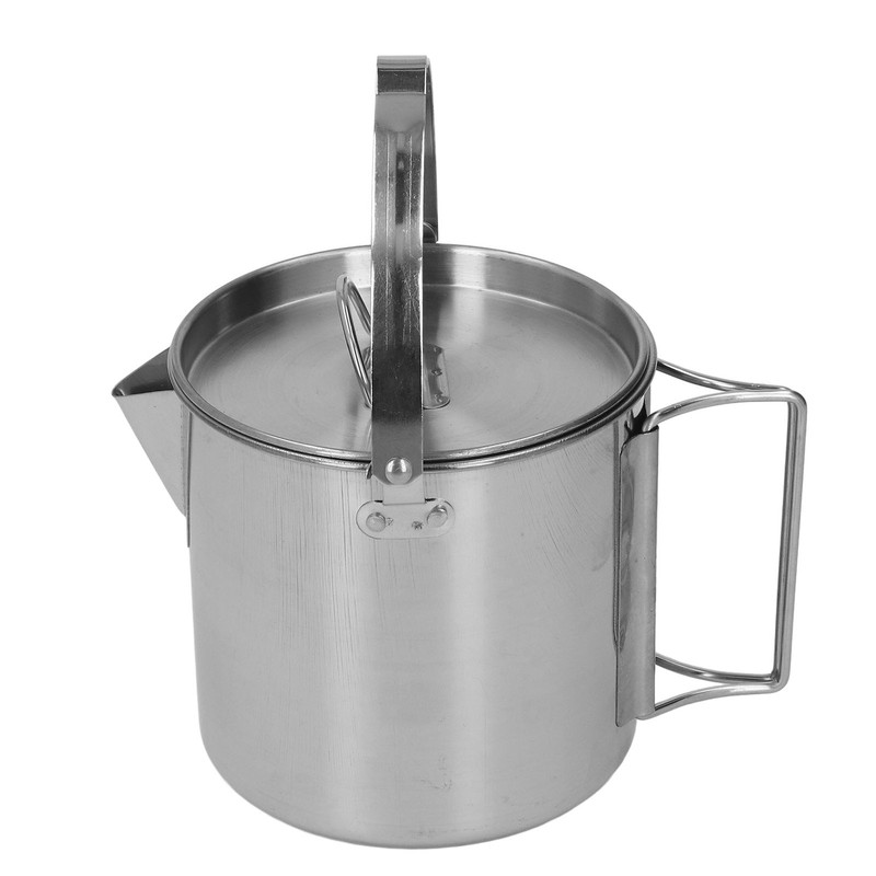 1.2L Stainless Steel Camping Kettle Portable Teapot Coffee Pot Outdoor