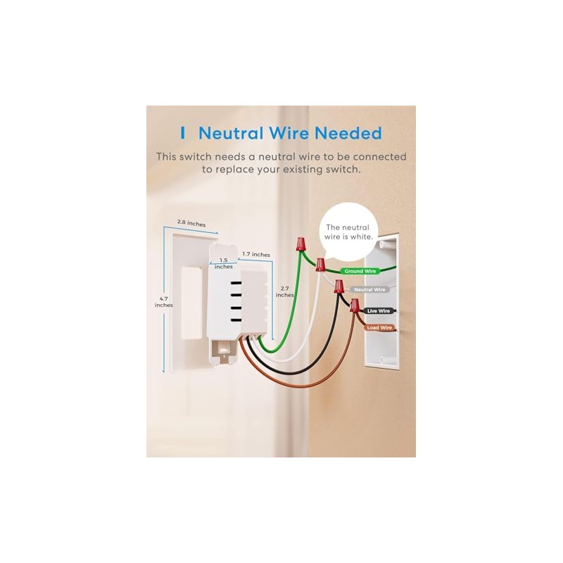 meross - Interruptor de luz inteligente compatible con Apple HomeKit,