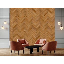 Timberchic Wooden Wall Planks - Simple Peel & Stick Wall Covering Application for DIY Accent Wall & Home Improvement - Premium Rustic Wall Paneling - Herringbone Pattern (3" Width, Golden Oak)