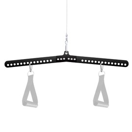 RIMLUFE 32" D Handle Cable Crossover Double Pulley System Workout Rope Exercise Machine Accessories Spreader LAT Pull Down Bar Attachment Double Hook Parts for Squat Rack Home Gym(8mm)